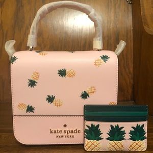 NWT-Kate Spade-SET-Square Pineapple🍍Crossbody & Colada Pineapple🍍Card Holder